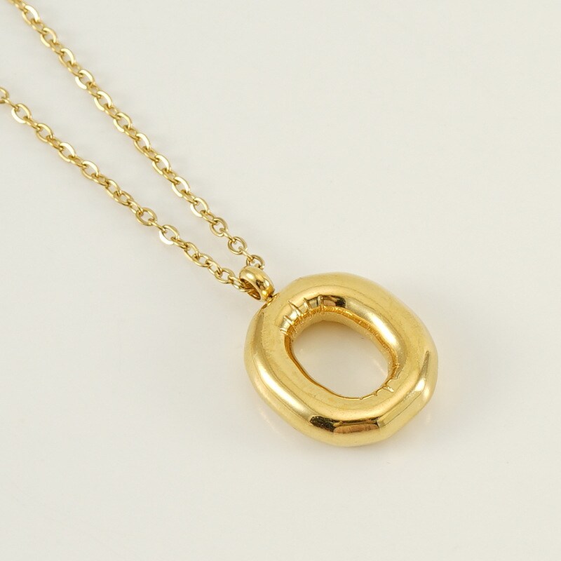 Gold color / 1 Piece Simple Series Simple Letter O Stainless Steel 18K Gold Plated Women's Pendant Necklaces Picture15